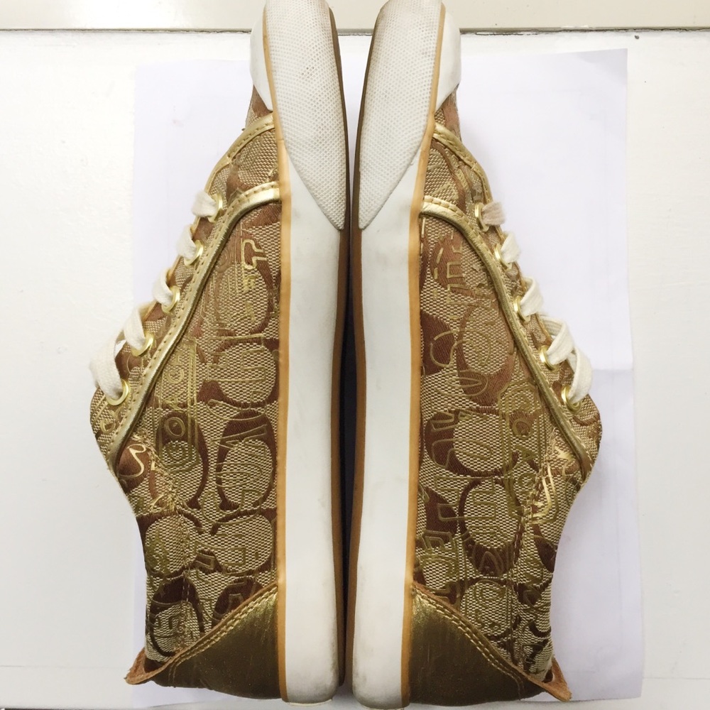 Coach Barrett Gold Monogram Canvas Sneaker | Sz 8